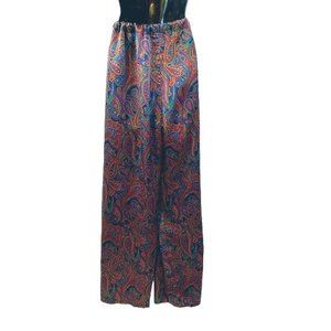 1 London Drawstring Satin Lounge Pants XL Red Blue Paisley Polyester